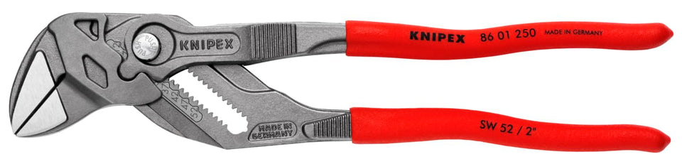 KNIPEX Pliers Wrench closeup jaw shows smooth surface protecting chrome fittings