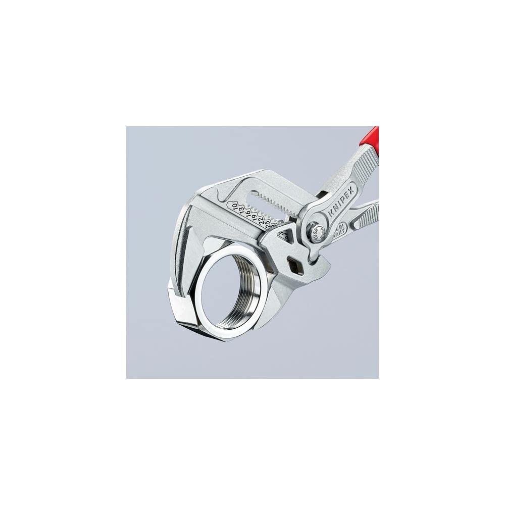 KNIPEX pliers wrench with smooth jaw protects surfaces during grip