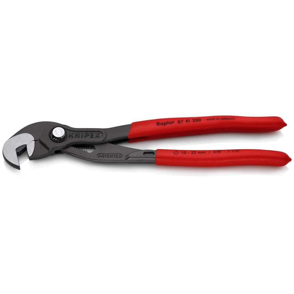 KNIPEX Raptor Pliers 8741250 top view highlights ergonomic grip for precise handling.