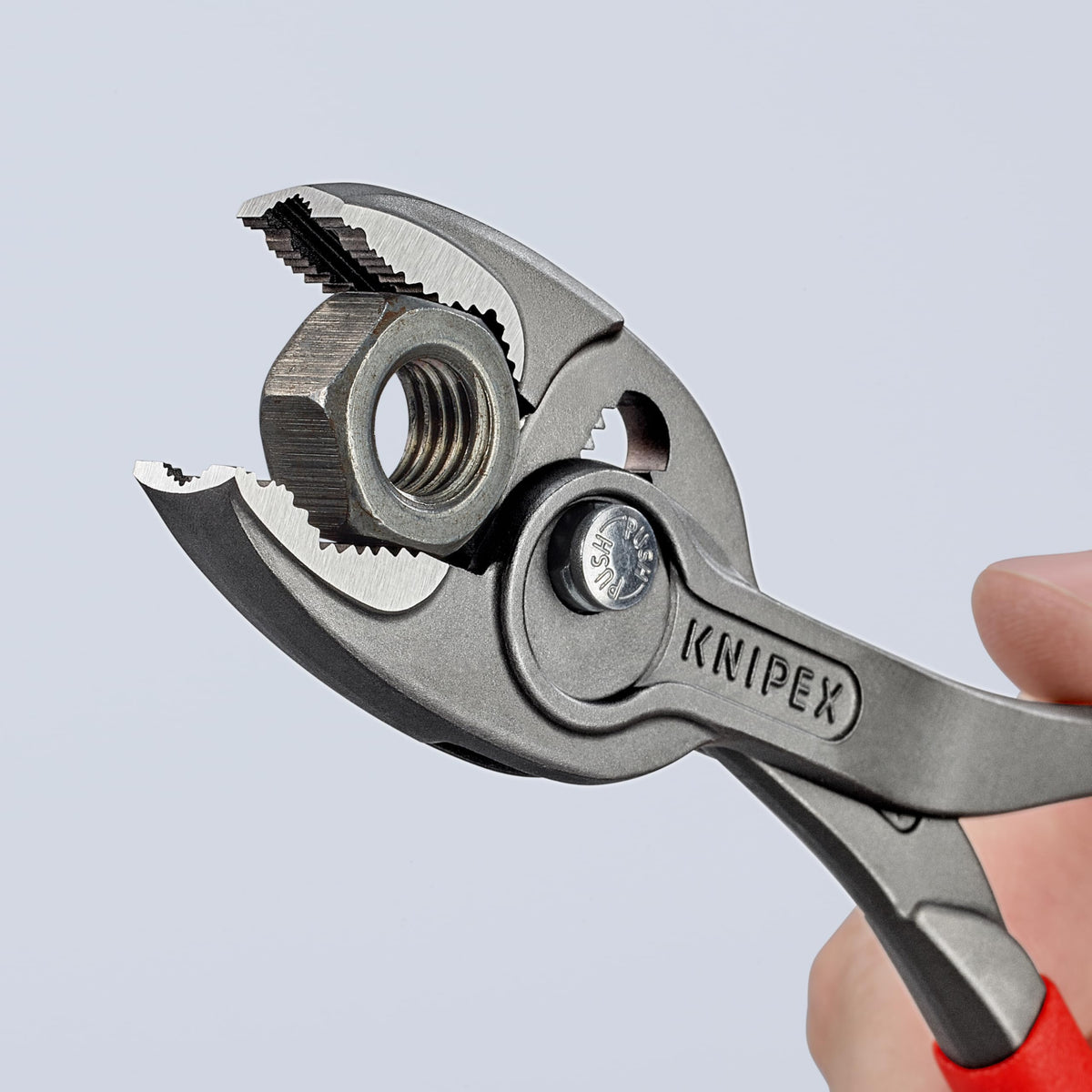 KNIPEX TwinGrip pliers three-point front gripping system for flat workpieces