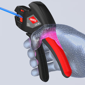 KNIPEX wire stripper in use with ergonomic handle for comfortable operation