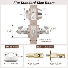 Knobonly adjustable latch 60 mm or 70 mm fit for standard doors.