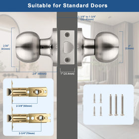 Knobonly adjustable latch image showing fit for 60mm to 70mm doors.