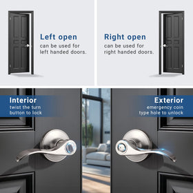 Knobonly durable satin nickel finish on door lever for long-term use.