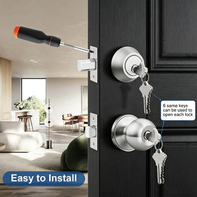 Knobonly exterior handle set includes six keys for convenient access.