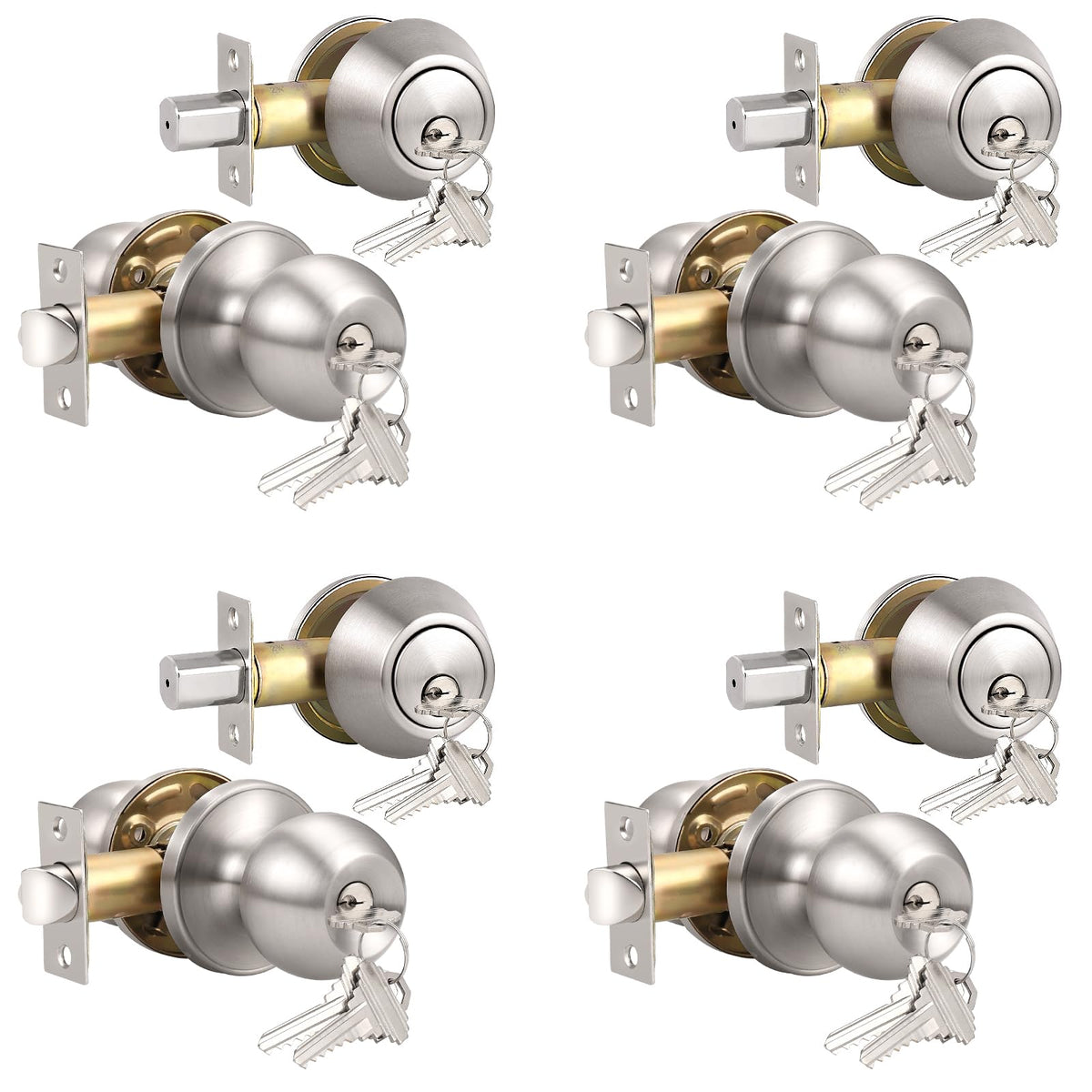 Knobonly keyed-alike exterior door knob with round shape for secure outdoor entry.