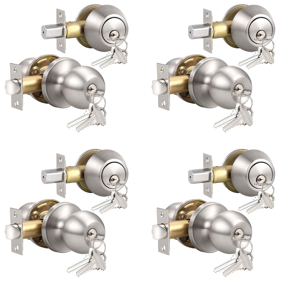 Knobonly keyed-alike exterior door knob with round shape for secure outdoor entry.