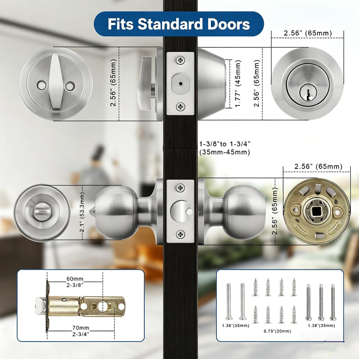 Knobonly door knob suitable for left or right handed doors.