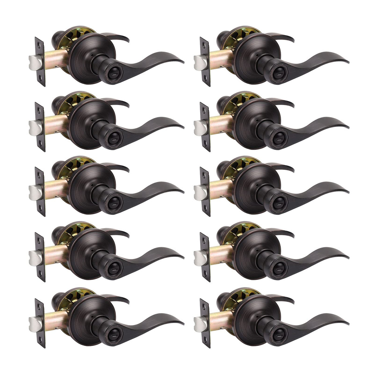 KNOBWELL oil rubbed bronze wave handle angle view for interior doors