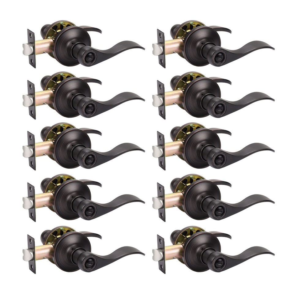 KNOBWELL oil rubbed bronze wave handle angle view for interior doors