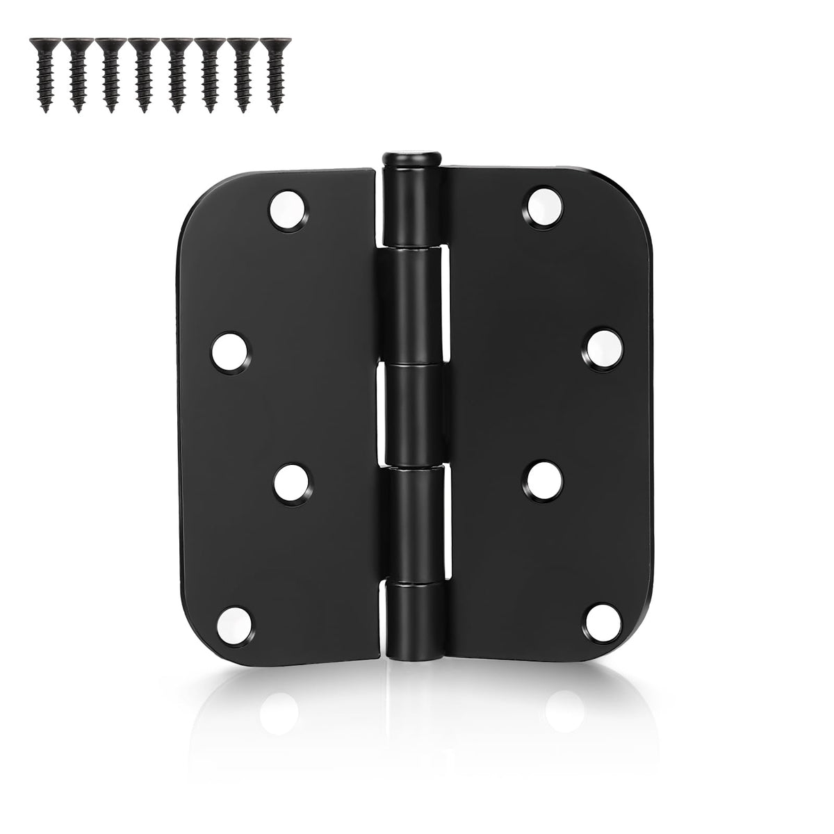 KNOBWELL 12 pack 4x4 matte black door hinges front view for exterior doors with smooth operation.