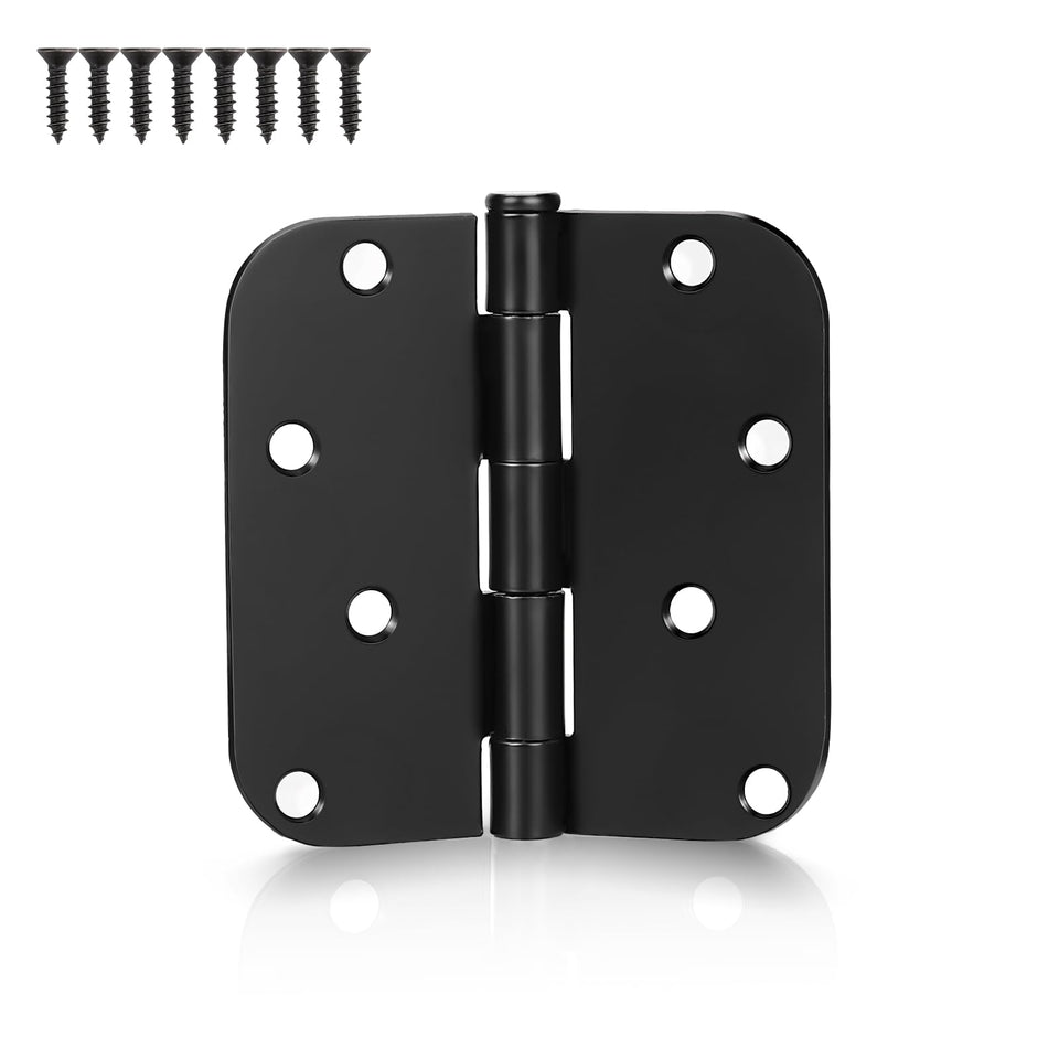 KNOBWELL 12 pack 4x4 matte black door hinges front view for exterior doors with smooth operation.