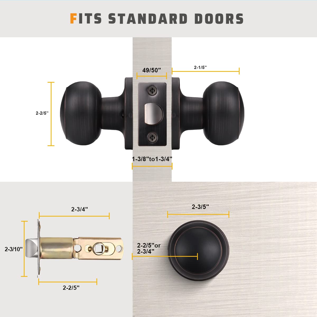 KNOBWELL oil rubbed bronze door knobs close-up finish highlighting corrosion resistance