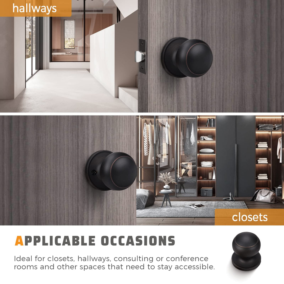 KNOBWELL installation-ready oil rubbed bronze door knobs for easy setup