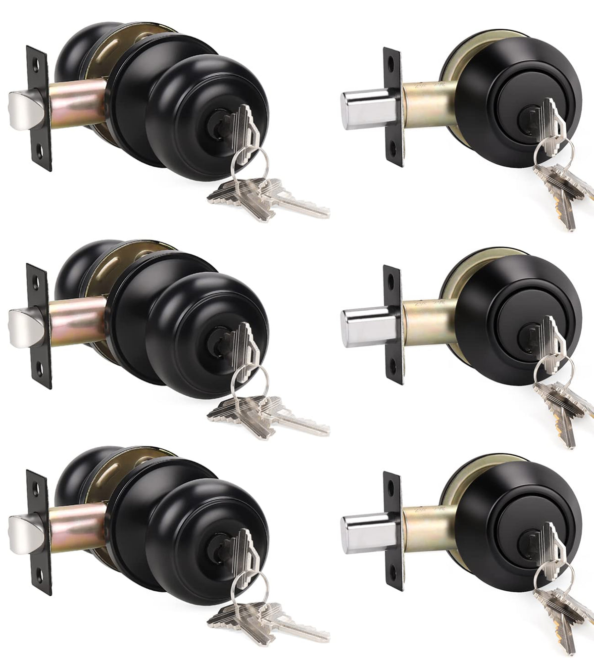 KNOBWELL 3-pack keyed-alike lockset for front door enhances security and ease of use.