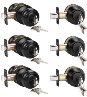 KNOBWELL 3-pack keyed-alike lockset for front door enhances security and ease of use.