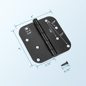 KNOBWELL 4x4 matte black hinges installed on a door example of durability.