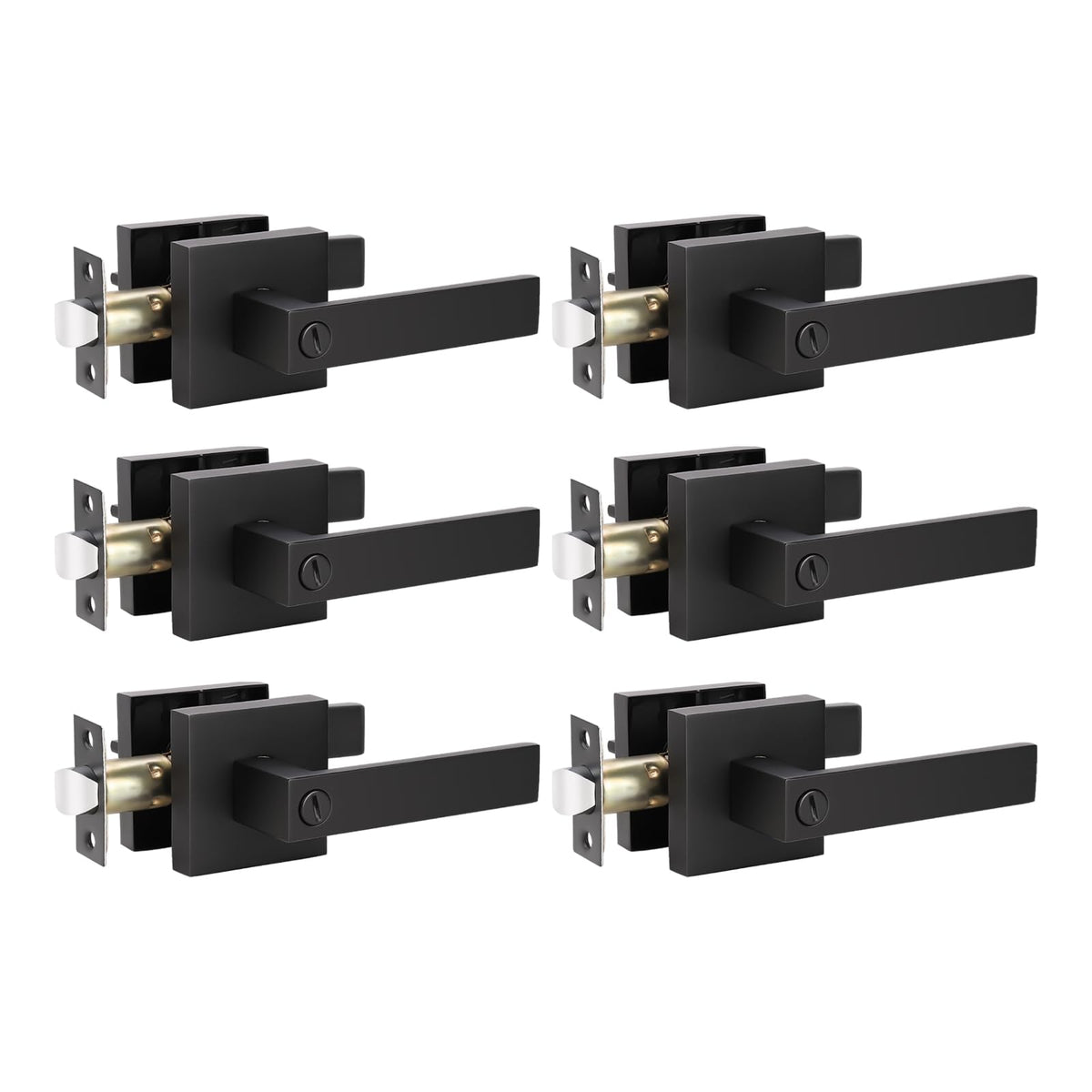 KNOBWELL six-pack matte black door handles for contemporary interiors.