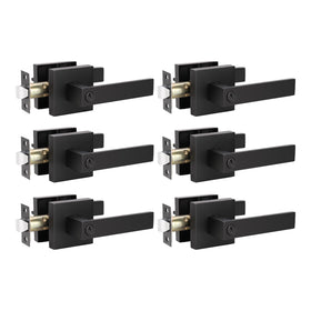 KNOBWELL six-pack matte black door handles for contemporary interiors.