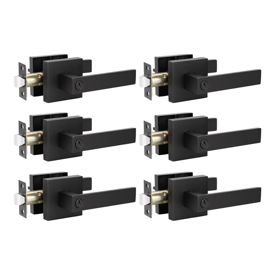 KNOBWELL six-pack matte black door handles for contemporary interiors.