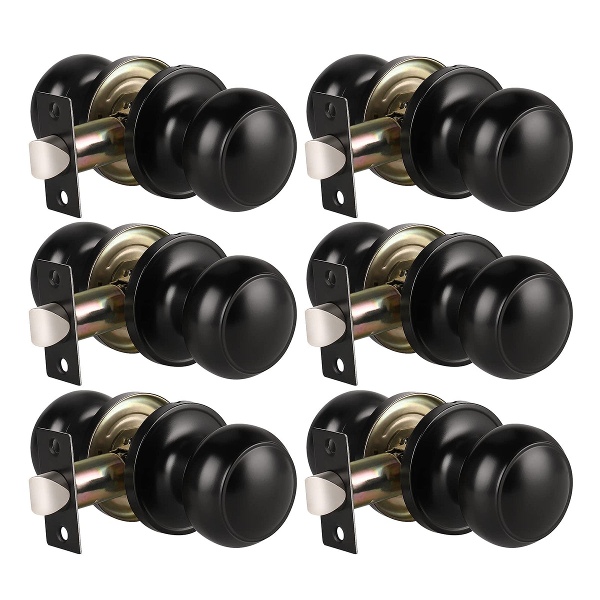 KNOBWELL 6-pack matte black door knobs for easy hallway access