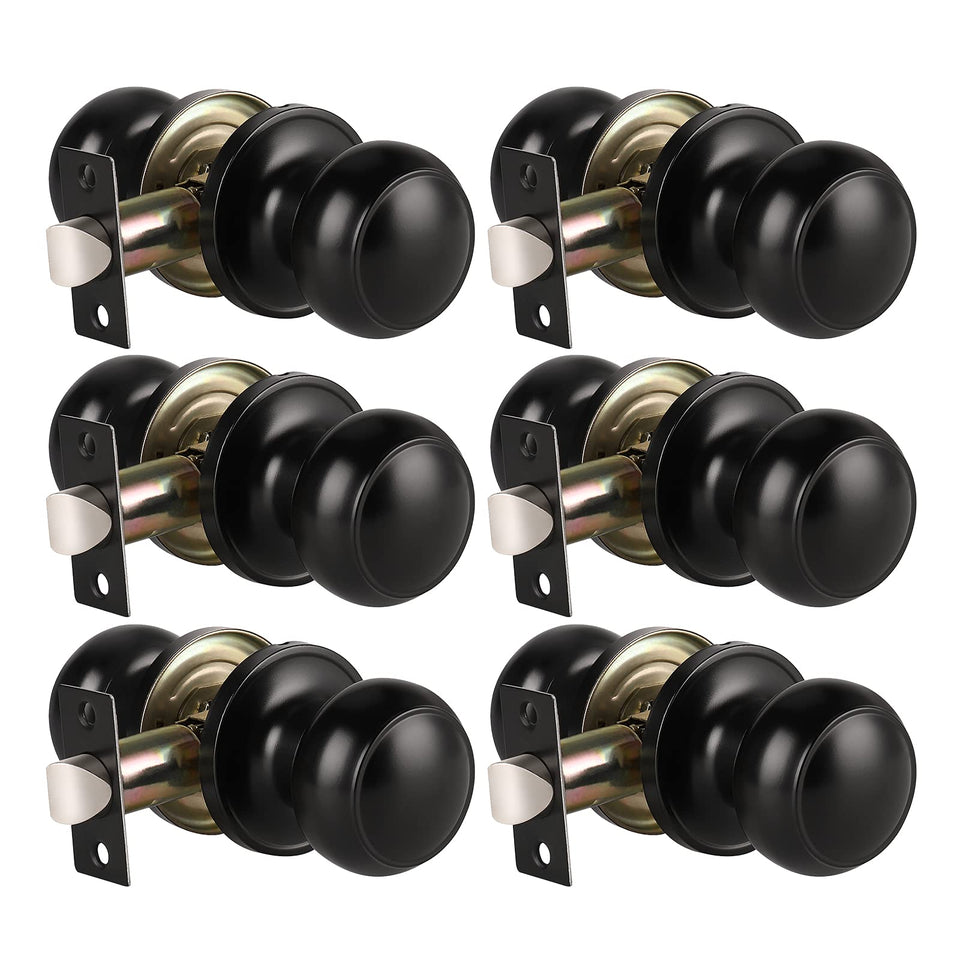 KNOBWELL 6-pack matte black door knobs for easy hallway access