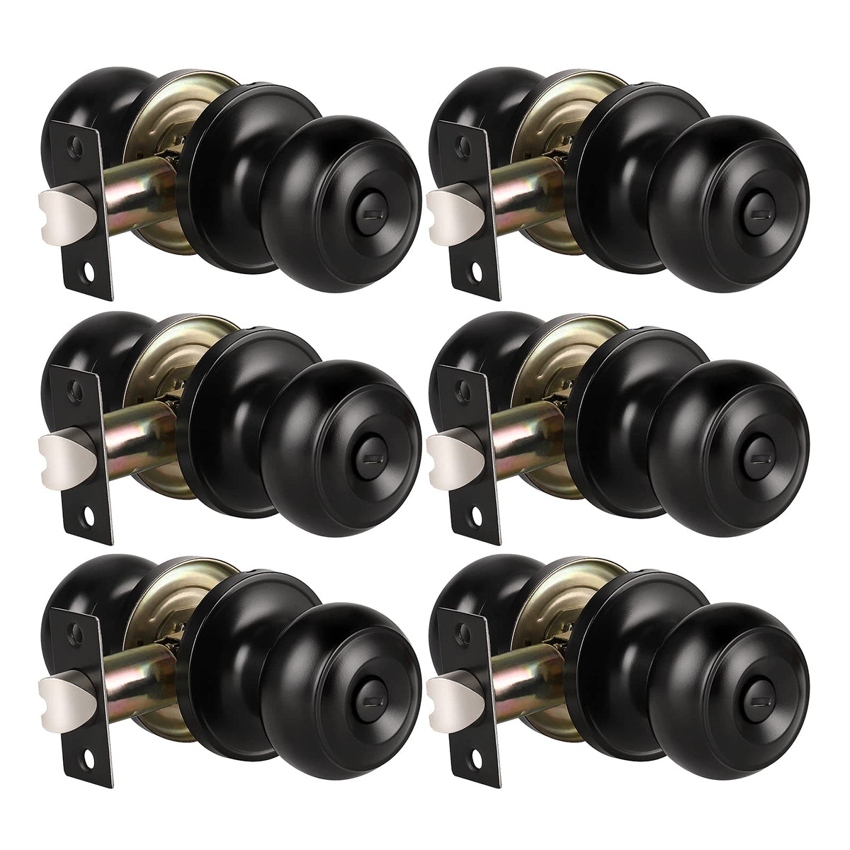 KNOBWELL 6-pack matte black privacy knobs for interior doors with easy privacy control
