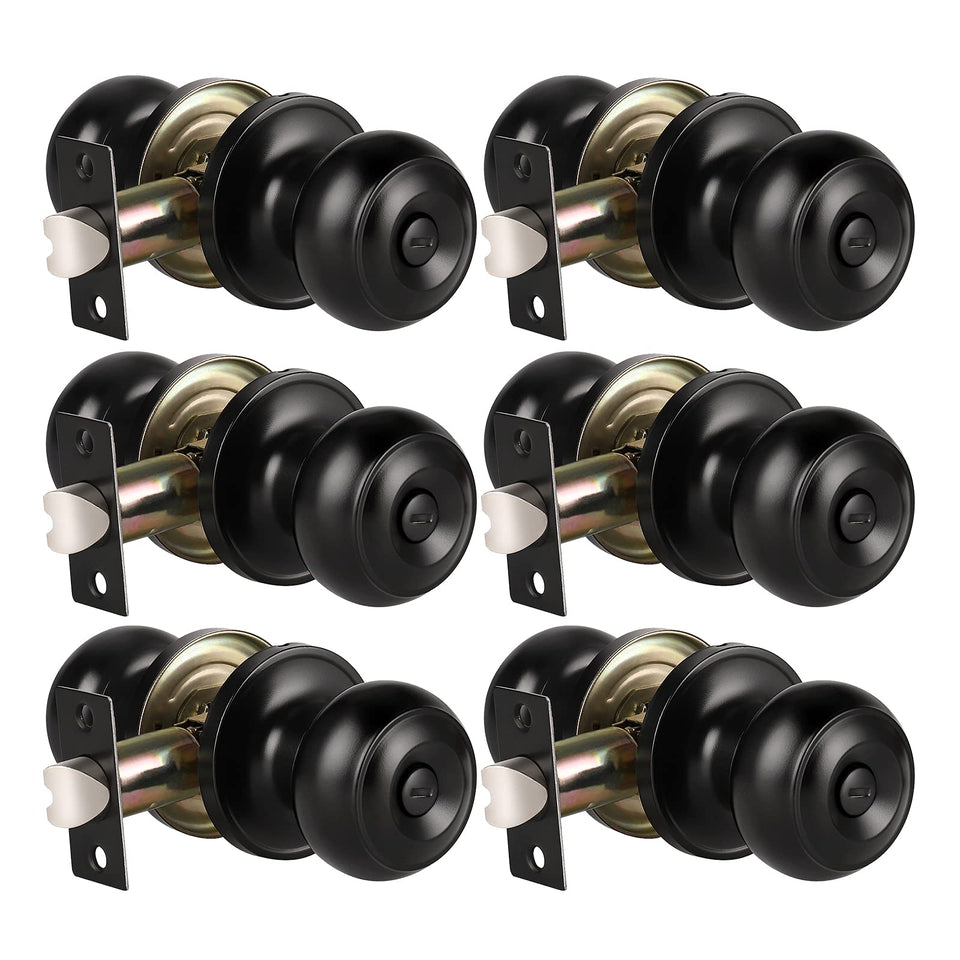 KNOBWELL 6-pack matte black privacy knobs for interior doors with easy privacy control