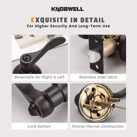 KNOBWELL door-thickness range 1-3/8 to 1-3/4 inches shown for compatibility.