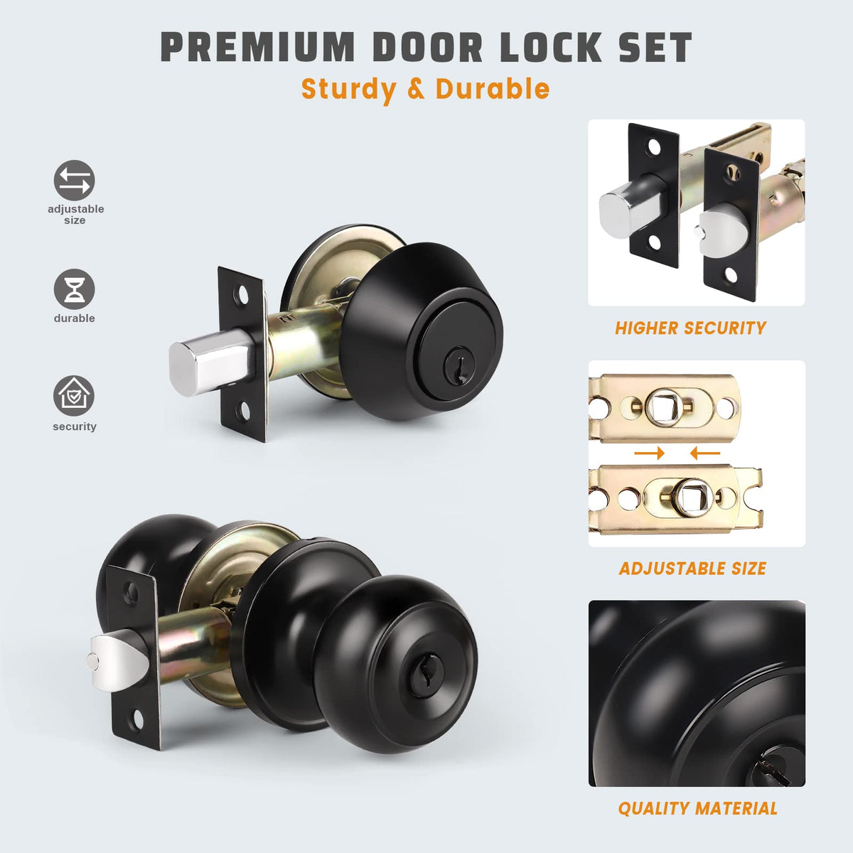 Durable zinc alloy construction resists rust and oxidation.