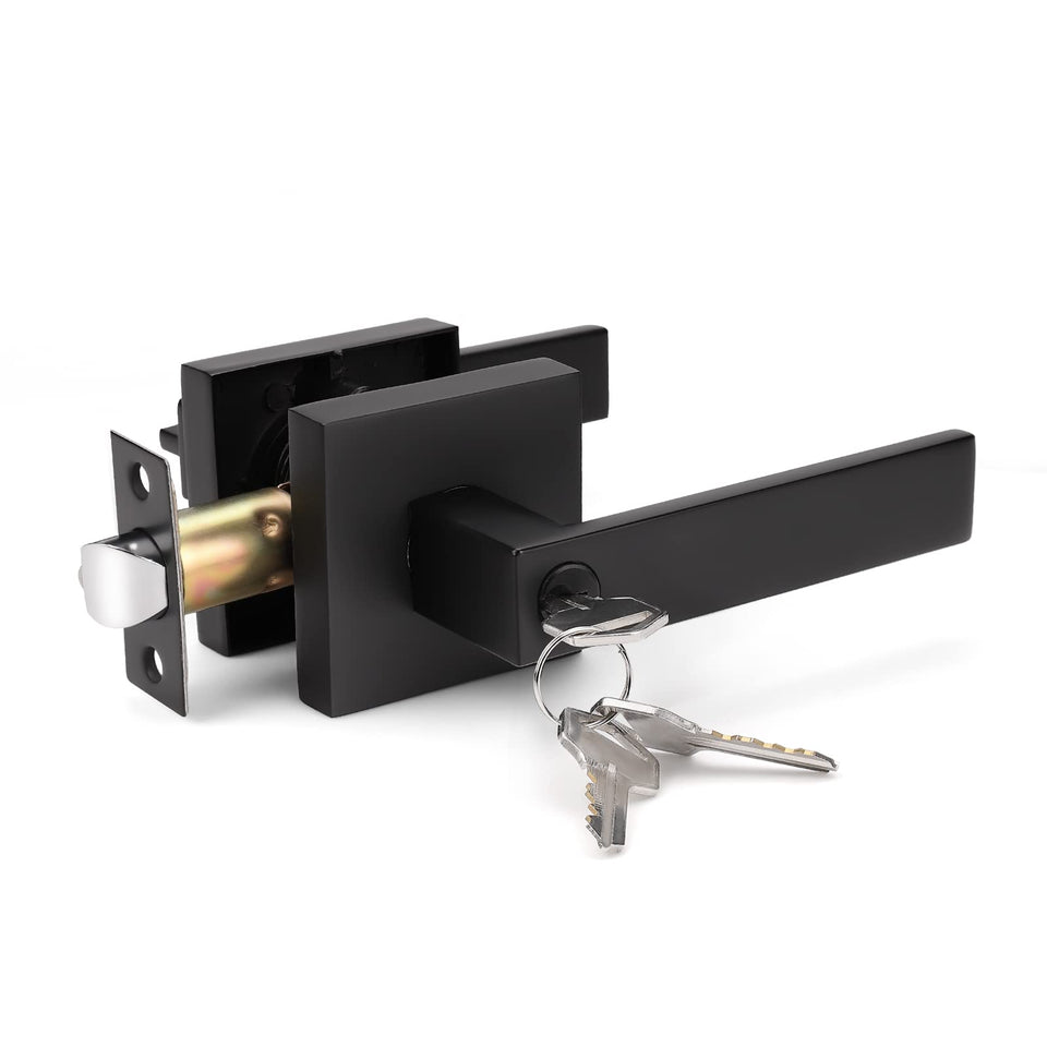 KNOBWELL exterior handle shows a keyed entry in a durable matte black finish.