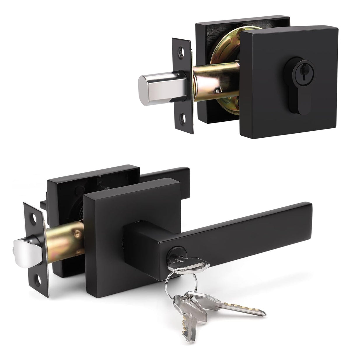 KNOBWELL matte black front door handle for stylish entry and secure access.