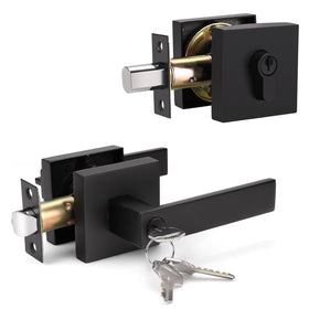 KNOBWELL matte black front door handle for stylish entry and secure access.