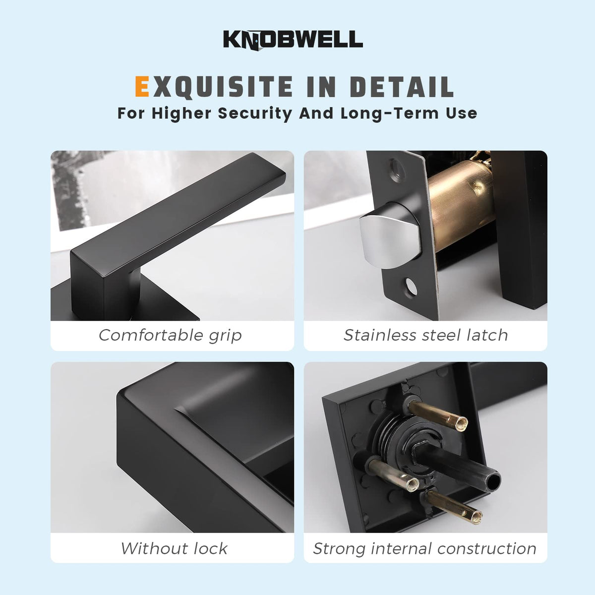 KNOBWELL passage-function door handle ideal for closets and hallways