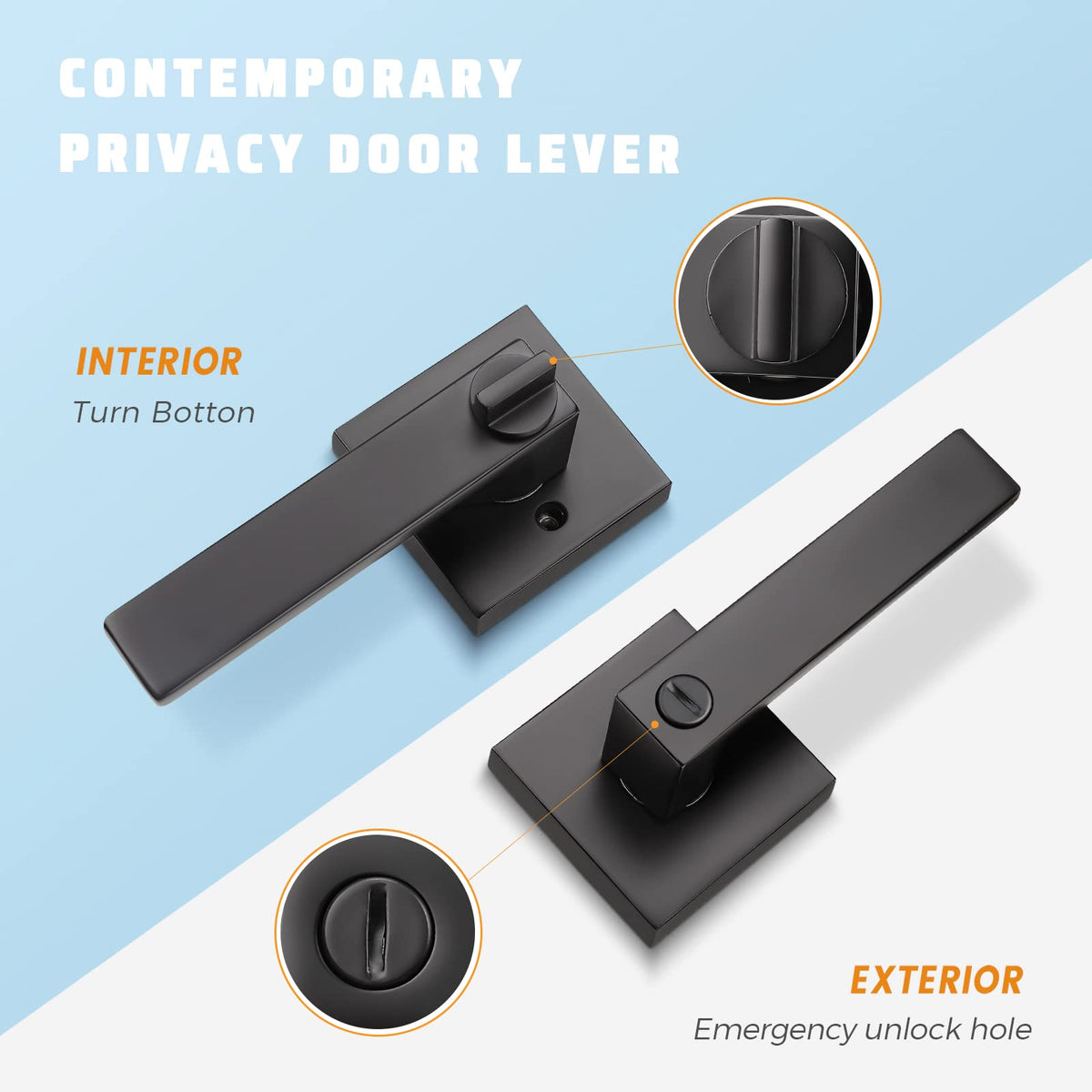 KNOBWELL privacy lever with inside lock and outside release for bedrooms.