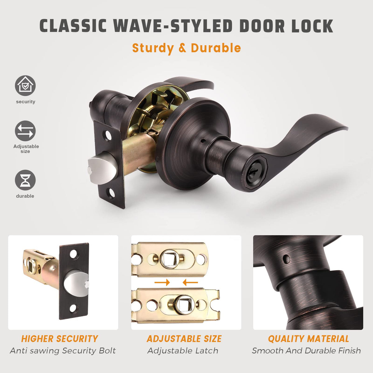 KNOBWELL reversible door handle suited for left or right-handed doors.