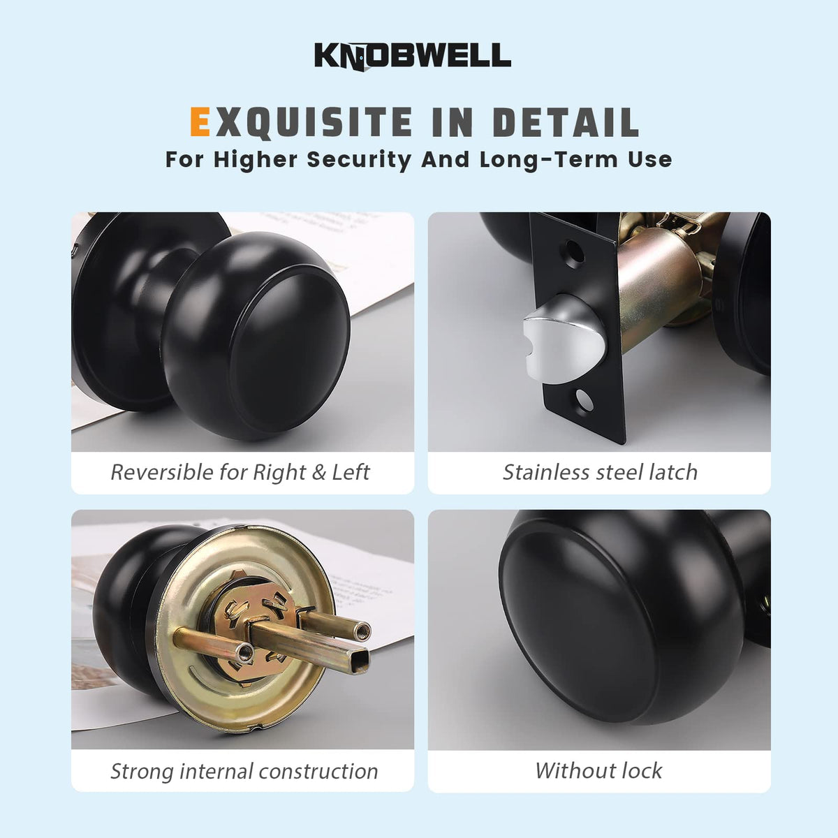 KNOBWELL reversible door knob fits left and right doors