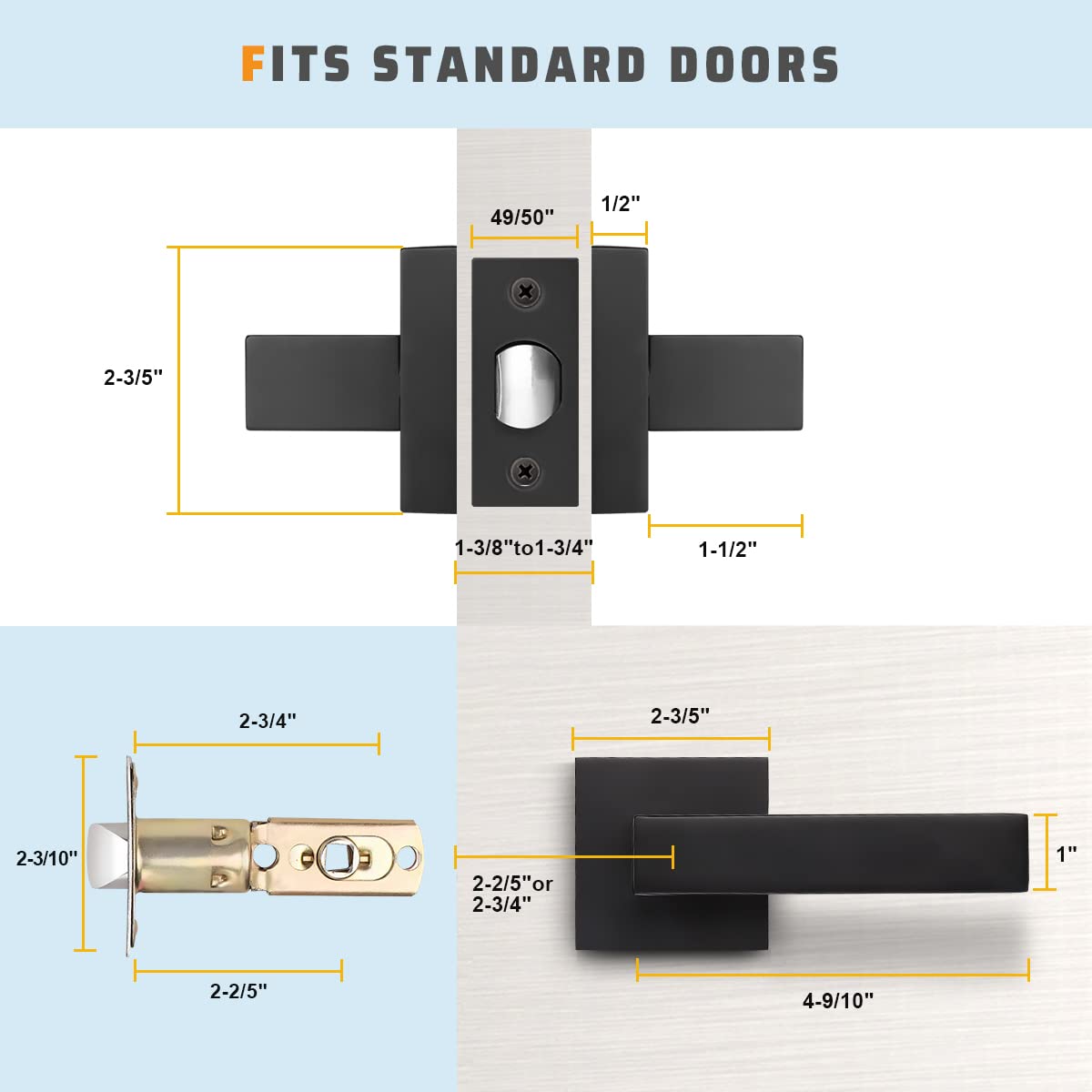 KNOBWELL reversible door lever fits both left- and right-handed doors