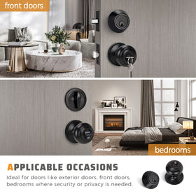 KNOBWELL single-cylinder deadbolt on exterior door for added protection.