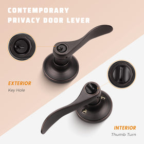 KNOBWELL wave-design lever close-up in oil rubbed bronze for stylish comfort.