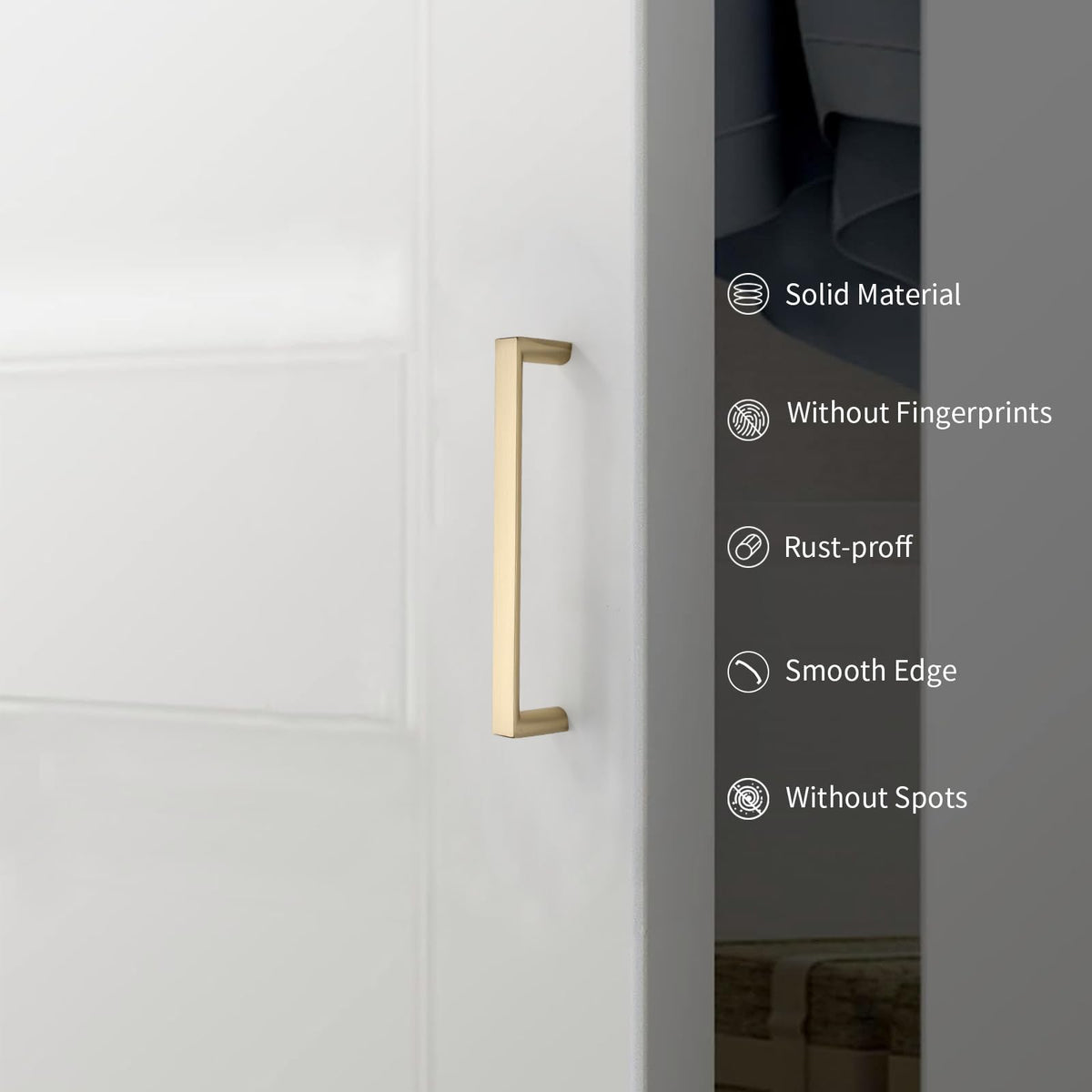KNOKLOCK brushed gold kitchen cabinet hardware on a door with premium appeal