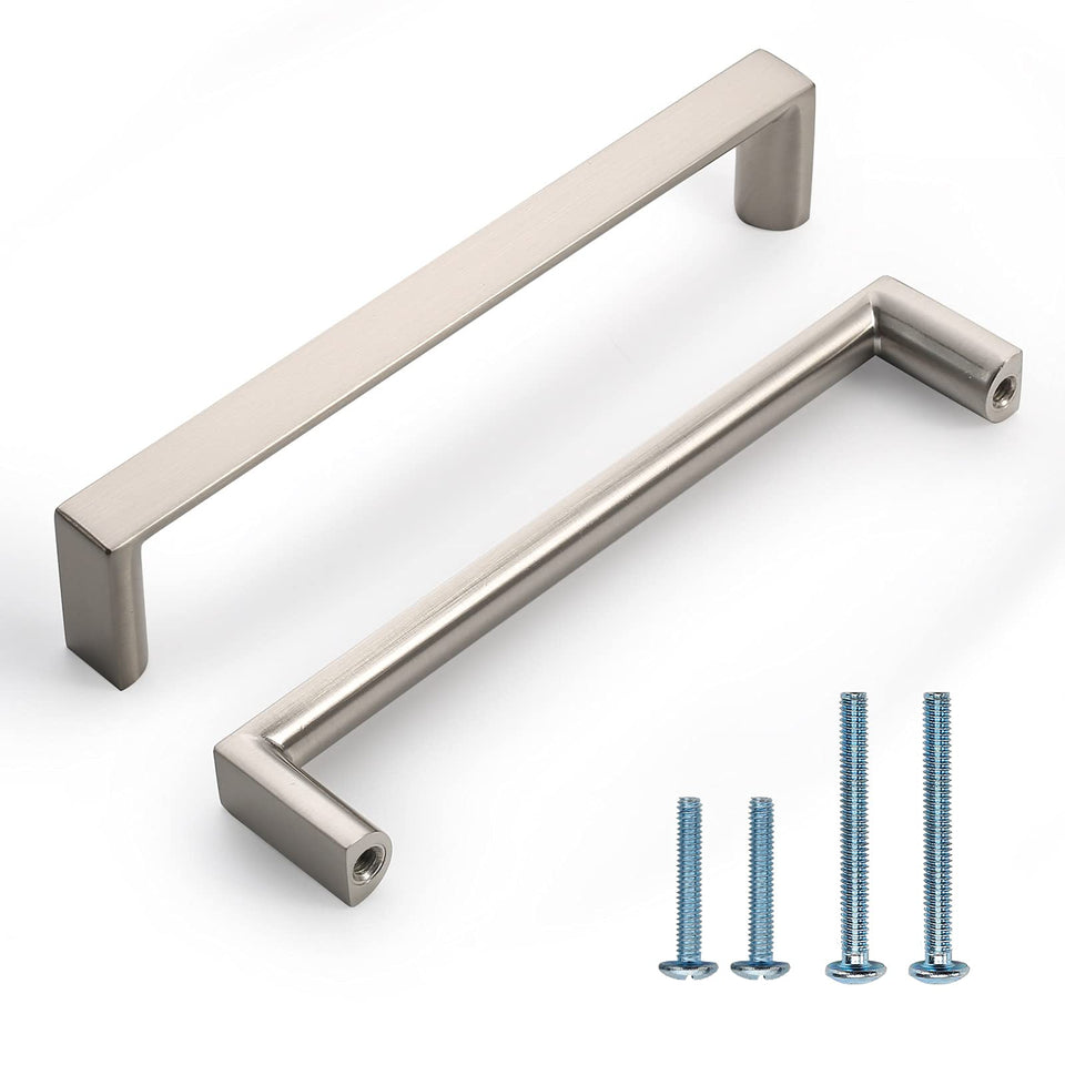 KNOKLOCK cabinet handle 5inch in brushed satin nickel provides smooth operation and updated cabinet aesthetics.