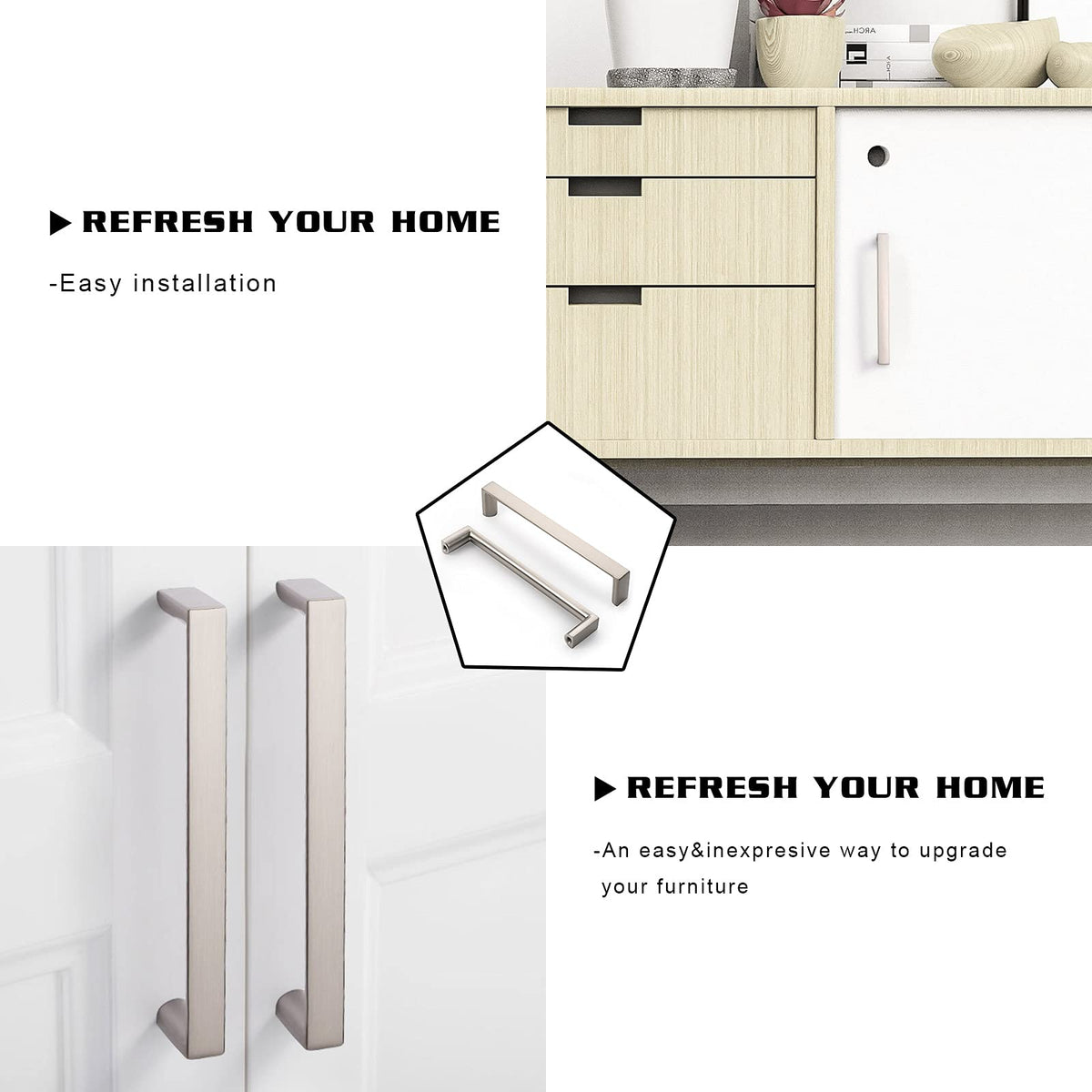 KNOKLOCK dresser pull brushed satin nickel elevates furniture with durable zinc alloy construction.