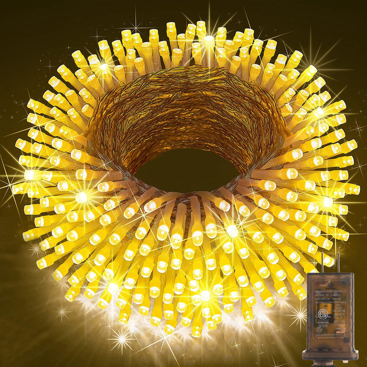 KNONEW 403ft 1000-LED outdoor string lights create a sweeping patio ambiance.