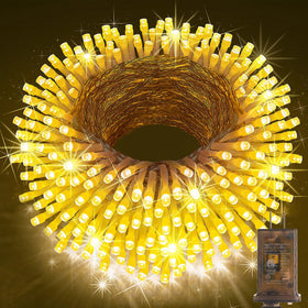 KNONEW 403ft 1000-LED outdoor string lights create a sweeping patio ambiance.