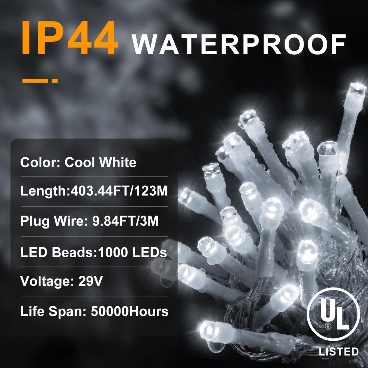 KNONEW cool white LEDs offer crisp modern glow.