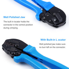 Knoweasy Powerpole Crimper in hand showing ergonomic design for comfortable use.