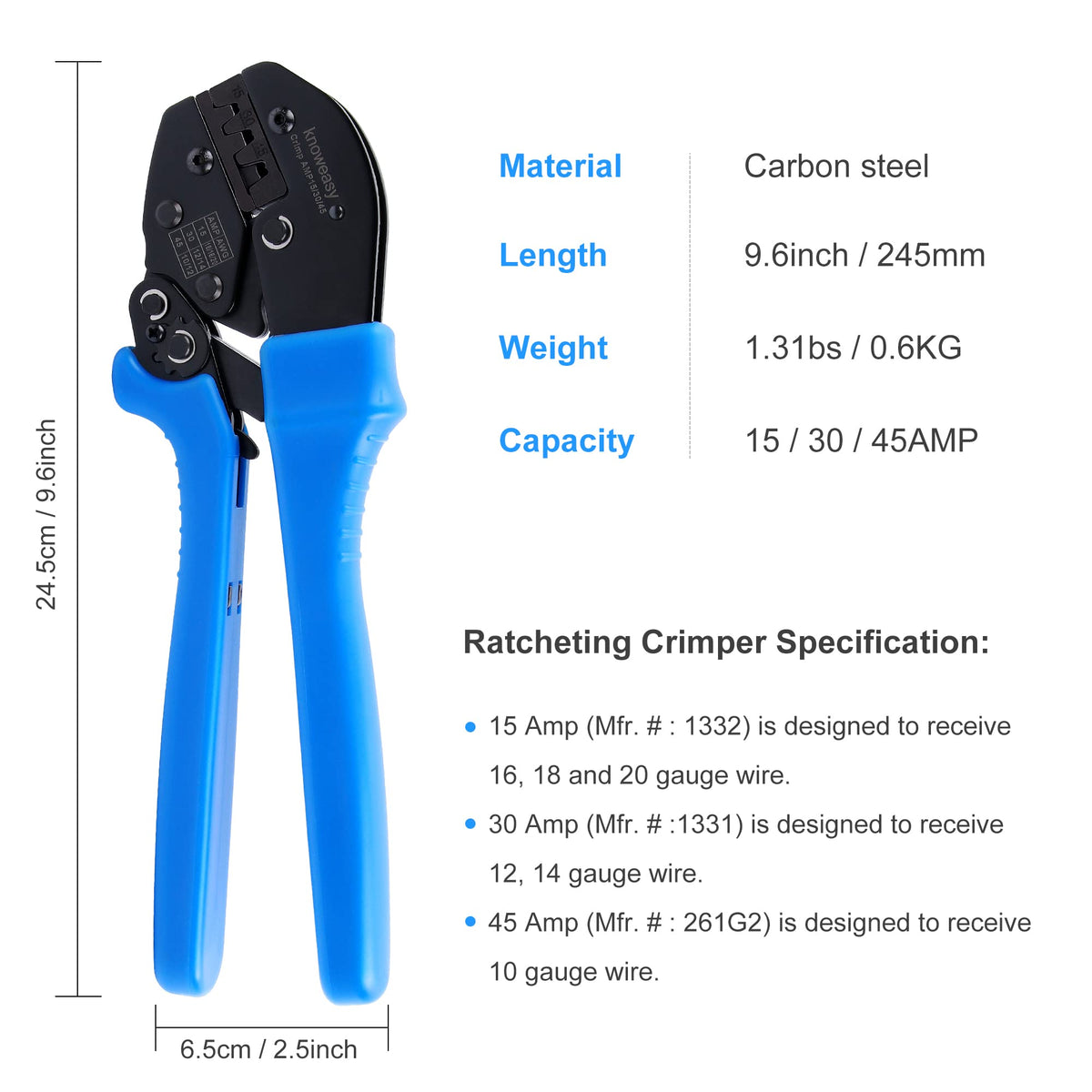 Knoweasy Powerpole Crimper with terminals collection for versatile crimping.