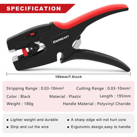 Knoweasy wire stripper with self-adjusting jaws for quick, precise stripping.