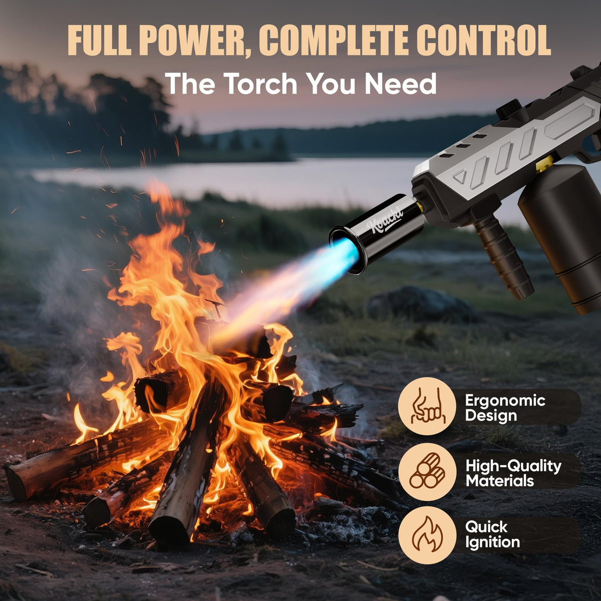 Koackl blow torch ignition trigger for easy one-handed use